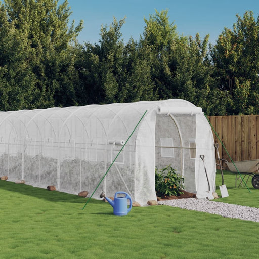 Greenhouse With Steel Frame White 28 M² 14x2x2 m Tonnbtt