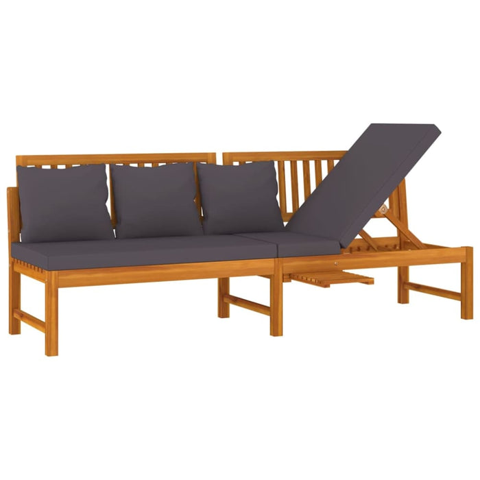 Day Bed with Grey Cushion 200x60x75 Cm Solid Wood Acacia