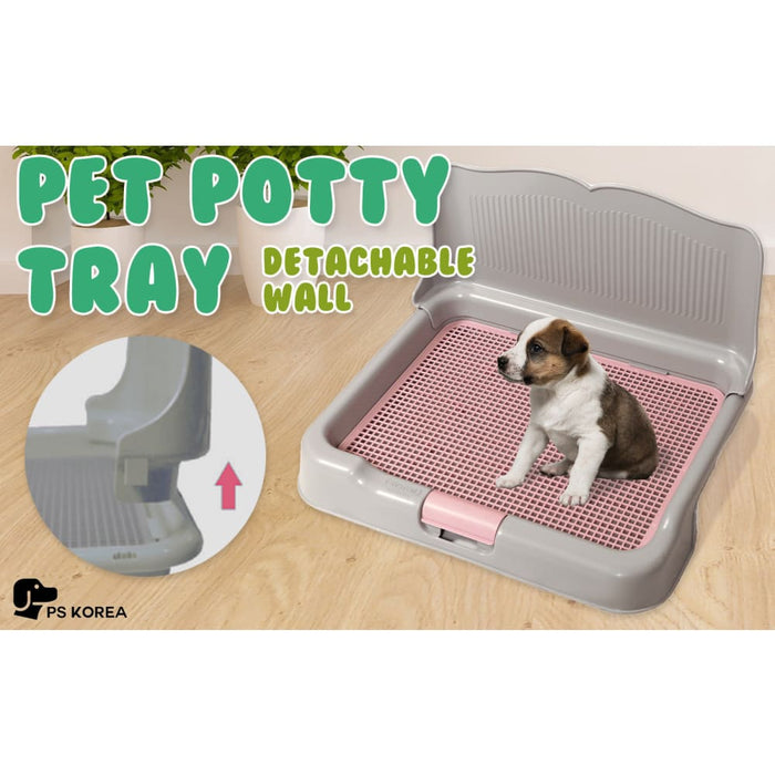 Grey Dog Pet Potty Tray Training Toilet Detachable Wall T2