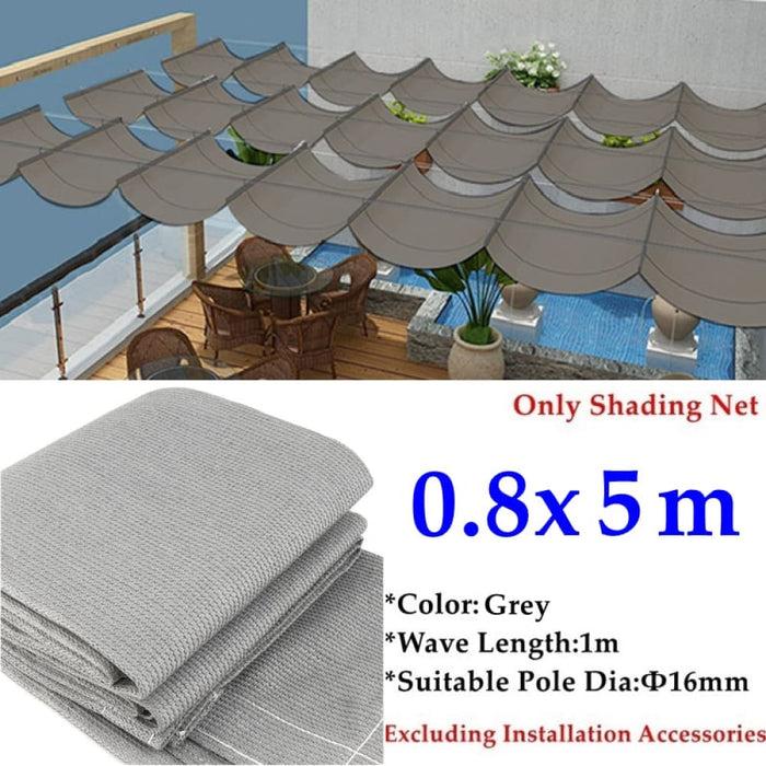 Grey Telescopic Wave Shade Sail Garden Sun Shelter Awning