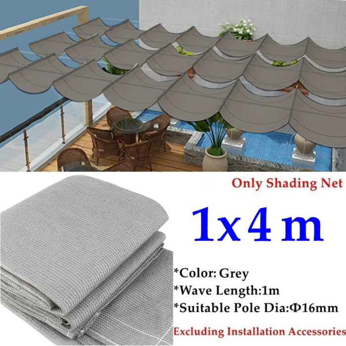 Grey Telescopic Wave Shade Sail Garden Sun Shelter Awning