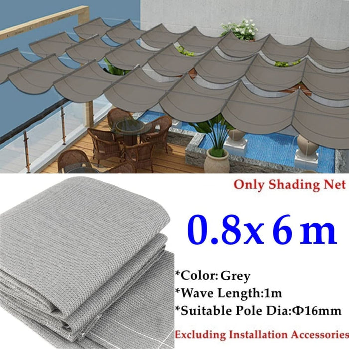 Grey Telescopic Wave Shade Sail Garden Sun Shelter Awning