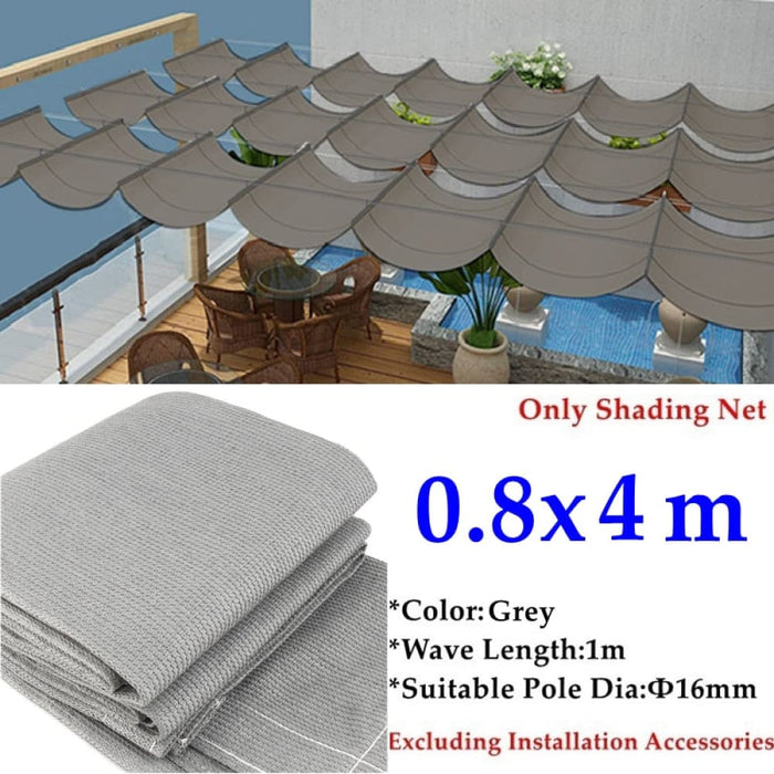 Grey Telescopic Wave Shade Sail Garden Sun Shelter Awning