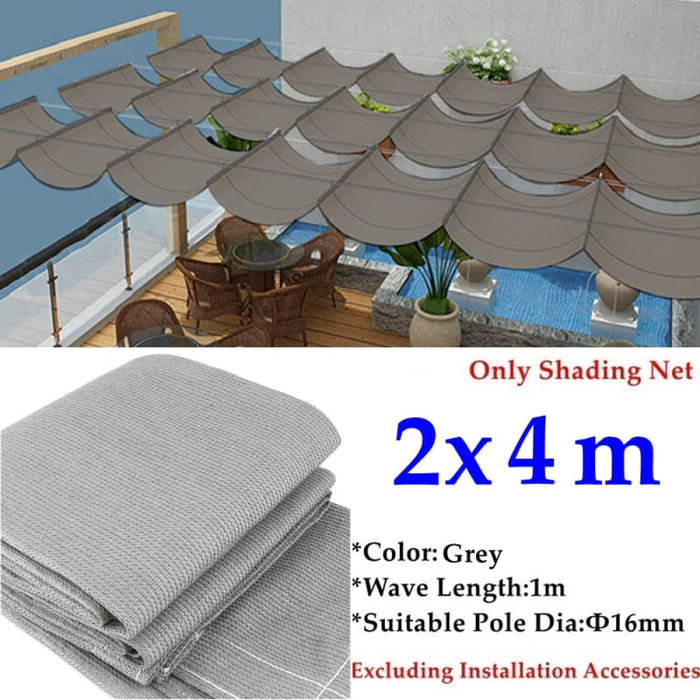 Grey Telescopic Wave Shade Sail Garden Sun Shelter Awning