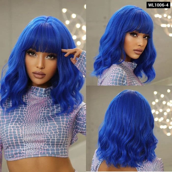 Grey Wavy Bob Wig with Bangs