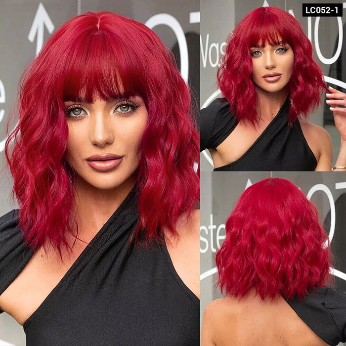 Grey Wavy Bob Wig with Bangs