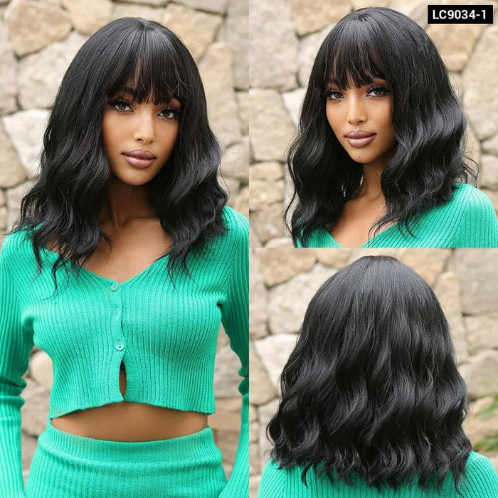 Grey Wavy Bob Wig with Bangs