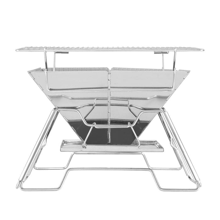 Grillz Camping Fire Pit Bbq 2 - in - 1 Grill Smoker Outdoor