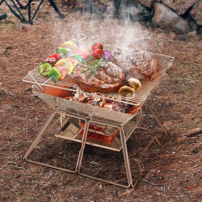 Grillz Camping Fire Pit Bbq 2 - in - 1 Grill Smoker Outdoor