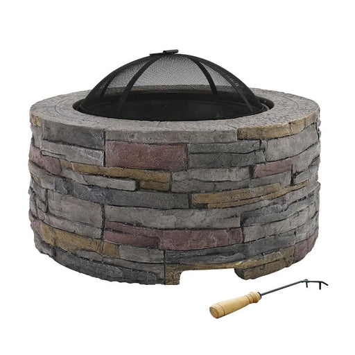 Grillz Fire Pit Outdoor Table Charcoal Fireplace Garden