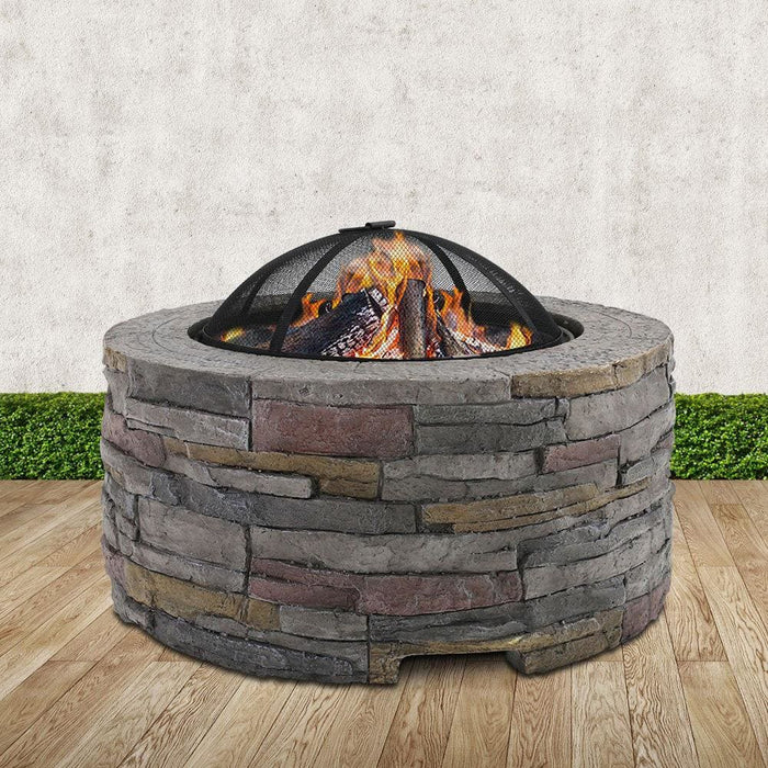Grillz Fire Pit Outdoor Table Charcoal Fireplace Garden