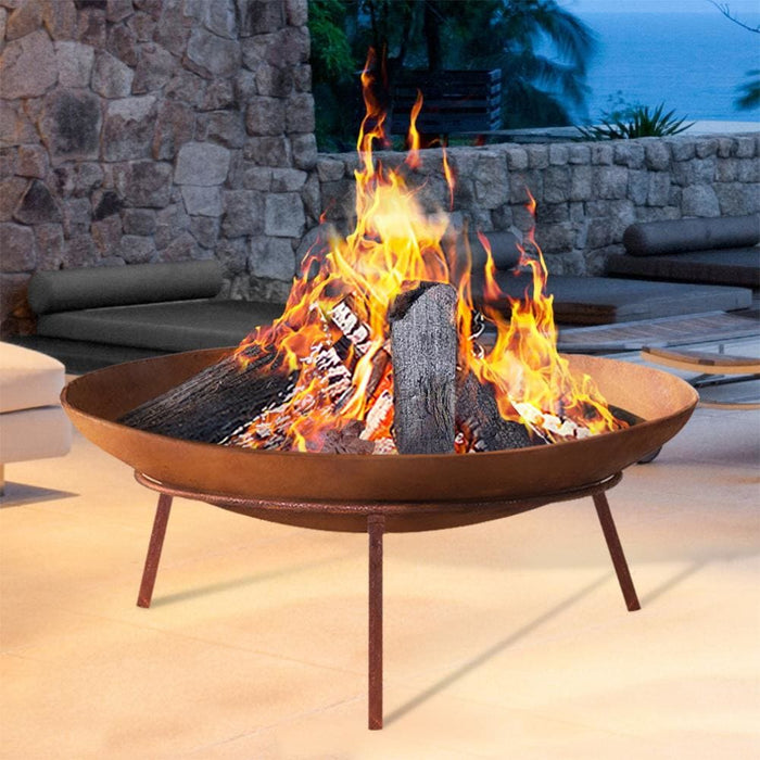 Grillz Rustic Fire Pit Heater Charcoal Iron Bowl Outdoor
