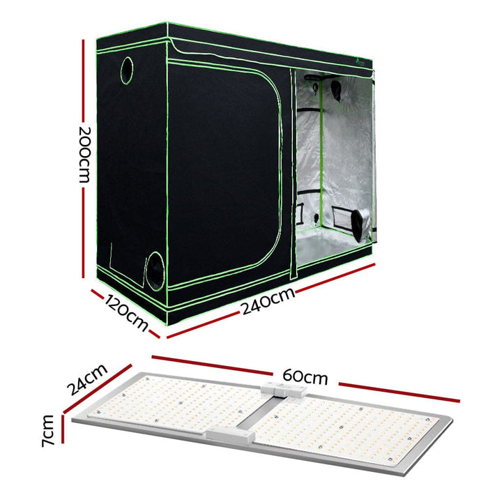 Grow Tent 2200w Led Light Hydroponic Kit System 2.4x1.2x2m