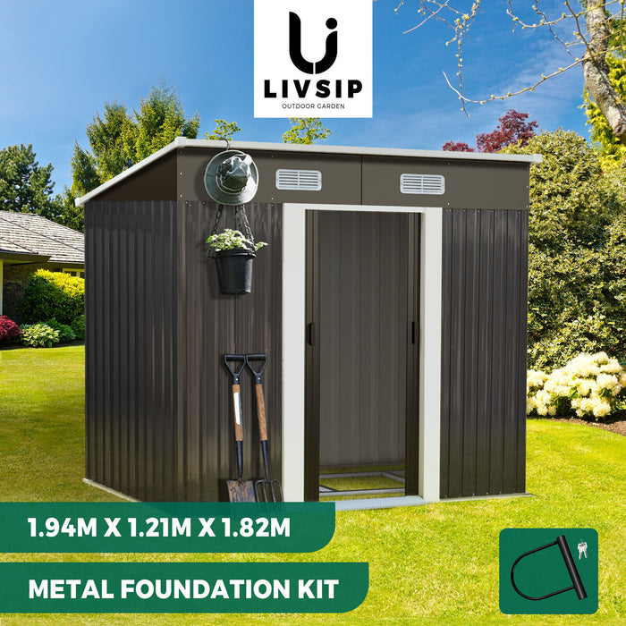 Garden Shed Outdoor Storage Sheds 1.94X1.21M Workshop Cabin Metal Base