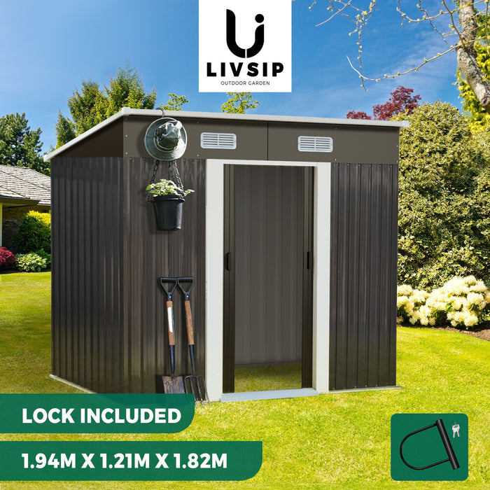 Garden Shed Outdoor Storage Sheds 1.94X1.21M Workshop Cabin Metal House