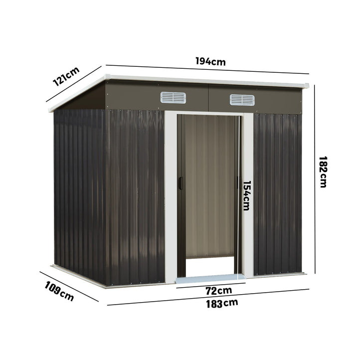 Garden Shed Outdoor Storage Sheds 1.94X1.21M Workshop Cabin Metal House