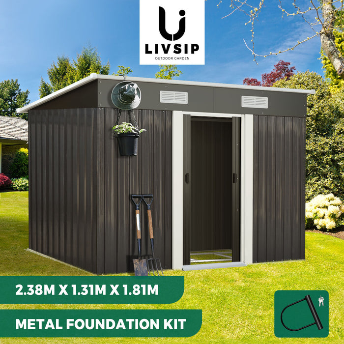 Garden Shed Outdoor Storage Sheds 2.38X1.31M Workshop Cabin Metal Base