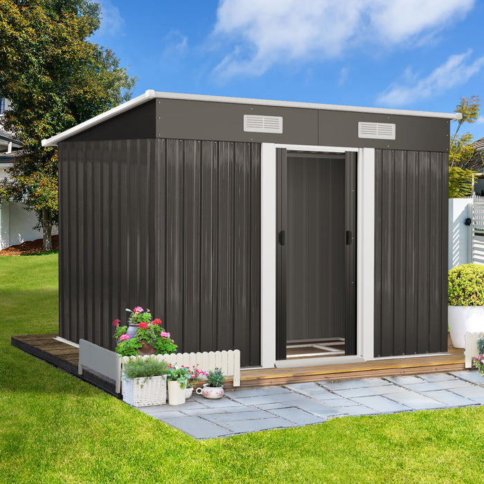 Garden Shed Outdoor Storage Sheds 2.38X1.31M Workshop Cabin Metal Base