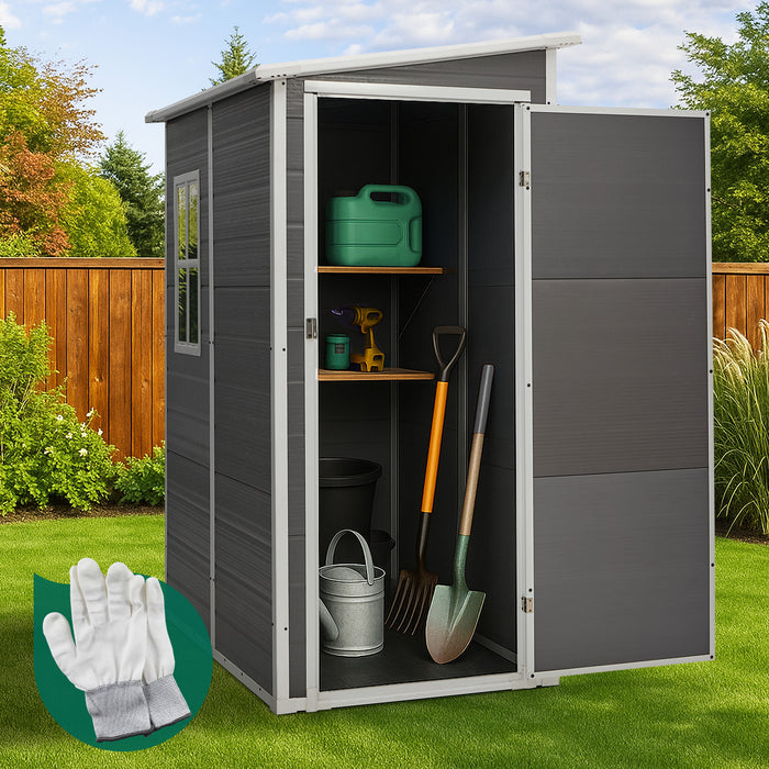 Garden Shed Outdoor Storage 1.52X1M Workshop Tool House Shelter Grey