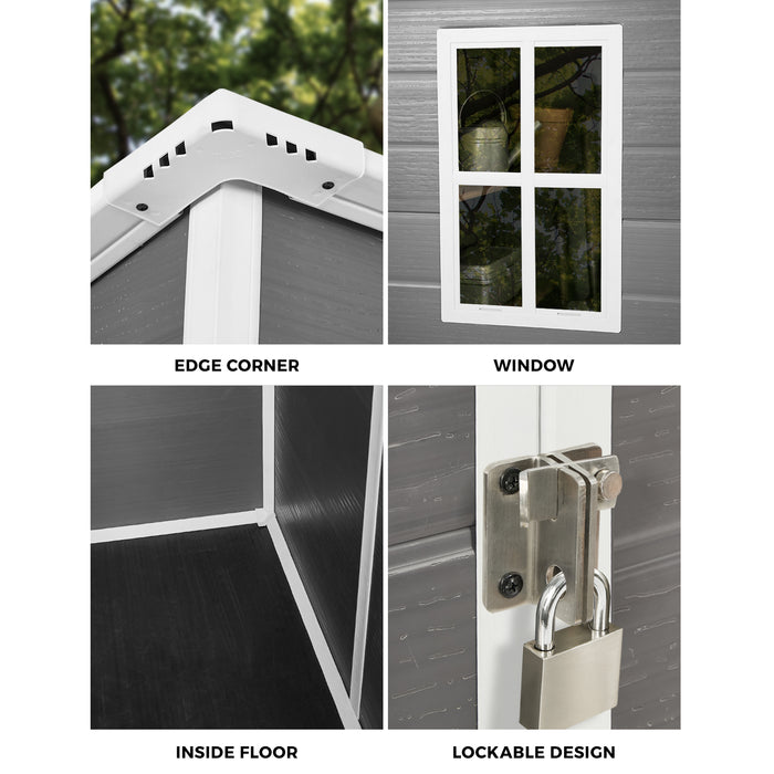 Garden Shed Outdoor Storage 1.52X1M Workshop Tool House Shelter Grey