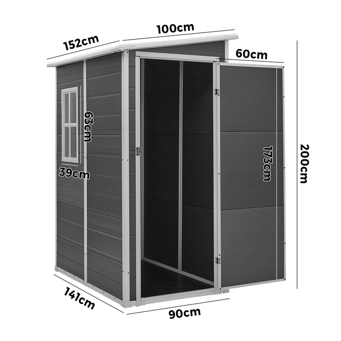 Garden Shed Outdoor Storage 1.52X1M Workshop Tool House Shelter Grey