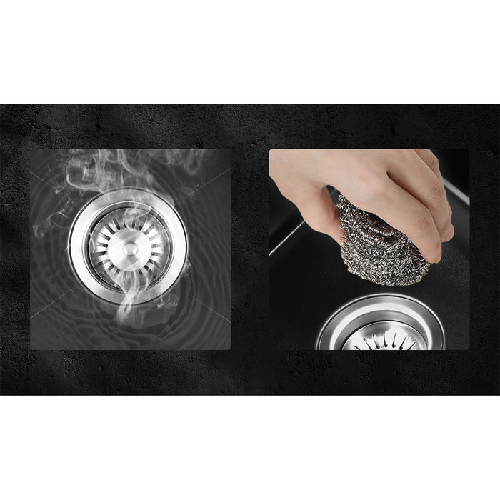 Kitchen Sink Stone Sink Granite Laundry Basin Single Bowl 45Cmx45Cm Black