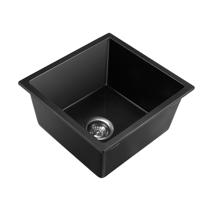 Kitchen Sink Stone Sink Granite Laundry Basin Single Bowl 45Cmx45Cm Black