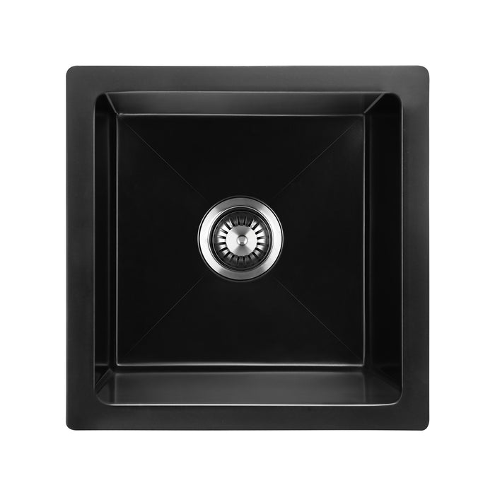 Kitchen Sink Stone Sink Granite Laundry Basin Single Bowl 45Cmx45Cm Black