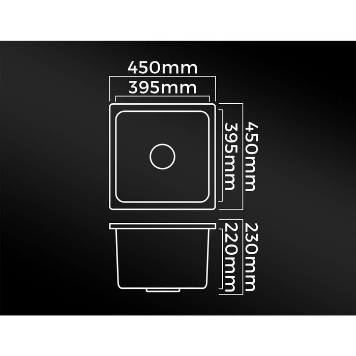 Kitchen Sink Stone Sink Granite Laundry Basin Single Bowl 45Cmx45Cm White