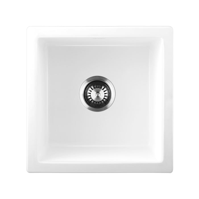 Kitchen Sink Stone Sink Granite Laundry Basin Single Bowl 45Cmx45Cm White