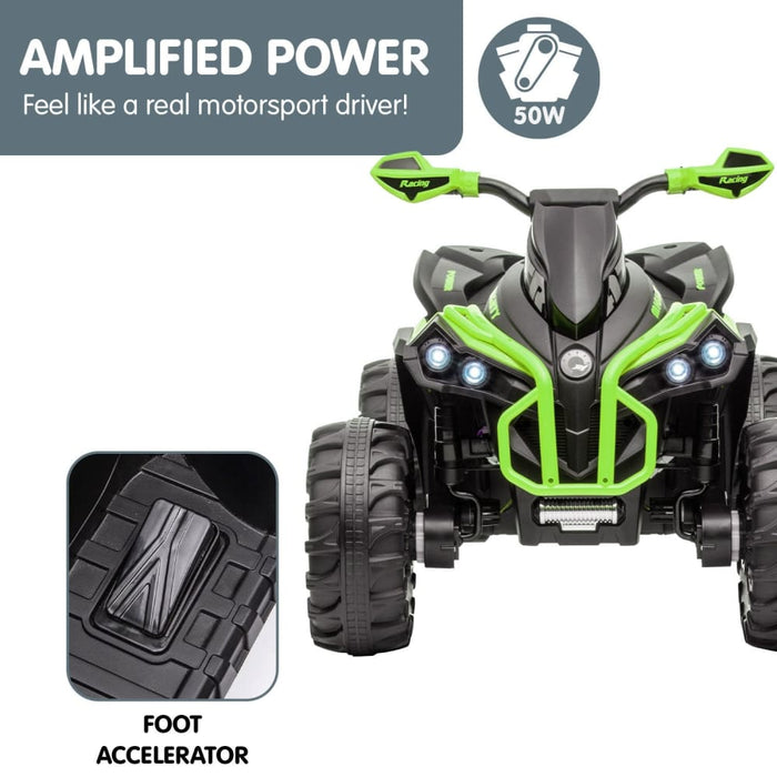 Gts99 Kids Electric Ride on Quad Bike Toy Atv 50w - Green