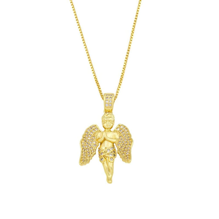 Guardian Angel Wing Pendant And Necklaces Golden Cupid Love