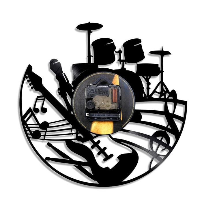 Guitar and Drum Kits Led Vinyl Record Wall Clock Player