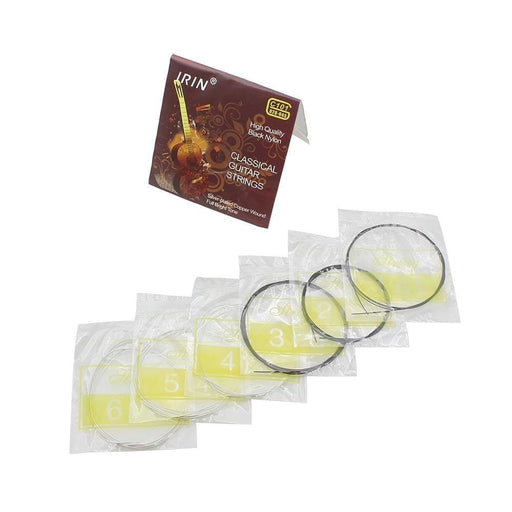 Guitar Strings 6pcs Set Black Nylon Core Silver-plated