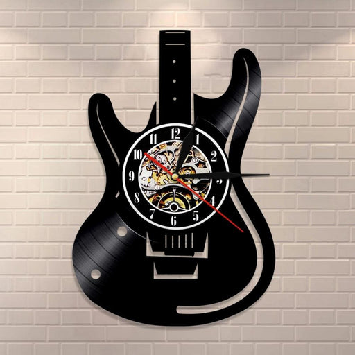Guitar Led Vinyl Record Wall Clock Guitarist Vintage