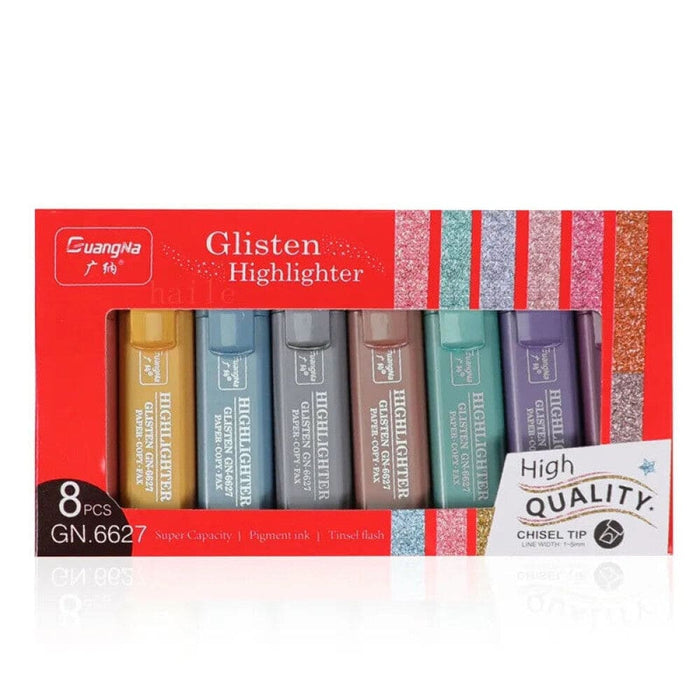 Haile 8 Pieces Metallic Highlighters Morandi Gold Glitter