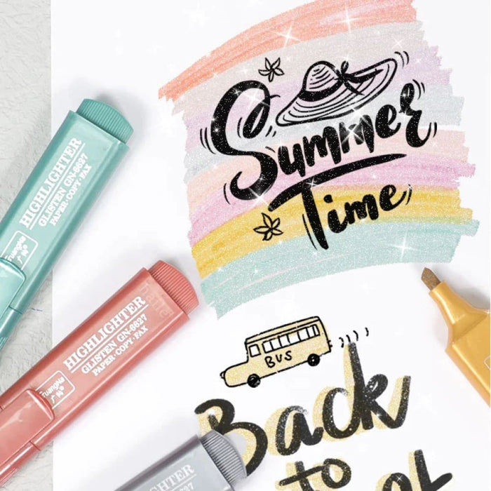 Haile 8 Pieces Metallic Highlighters Morandi Gold Glitter