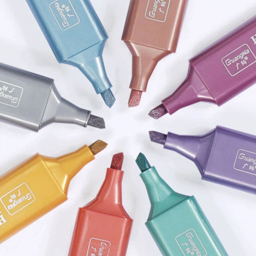 Haile 8 Pieces Metallic Highlighters Morandi Gold Glitter