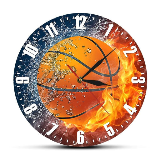 Half in Water Fire Basketball Silent Wall Clock Sport Gift