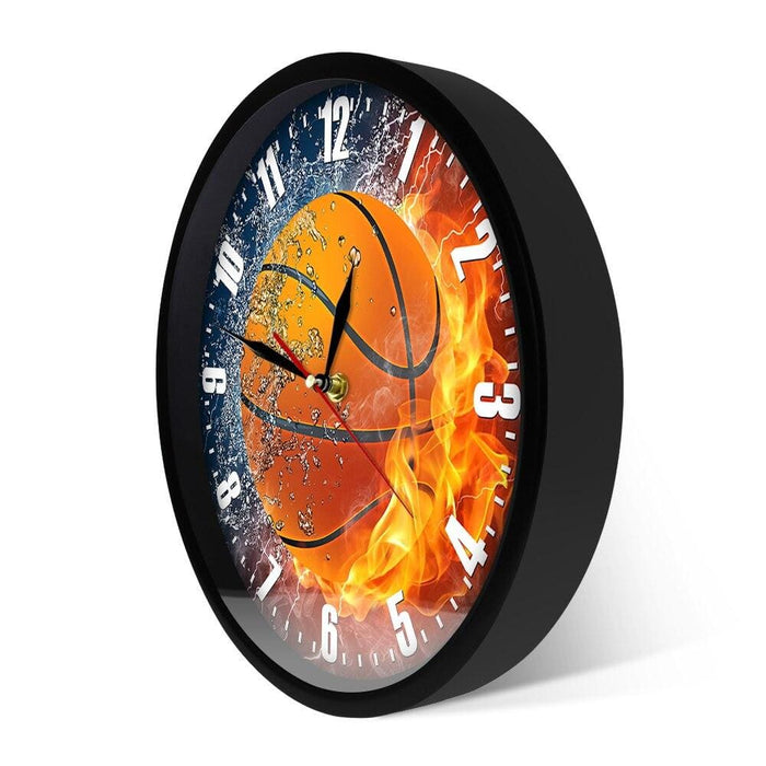 Half In Water Fire Basketball Silent Wall Clock Sport Gift