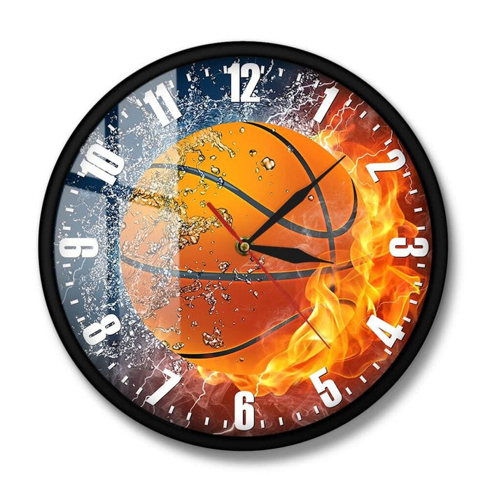 Half in Water Fire Basketball Silent Wall Clock Sport Gift