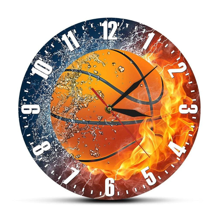 Half in Water Fire Basketball Silent Wall Clock Sport Gift
