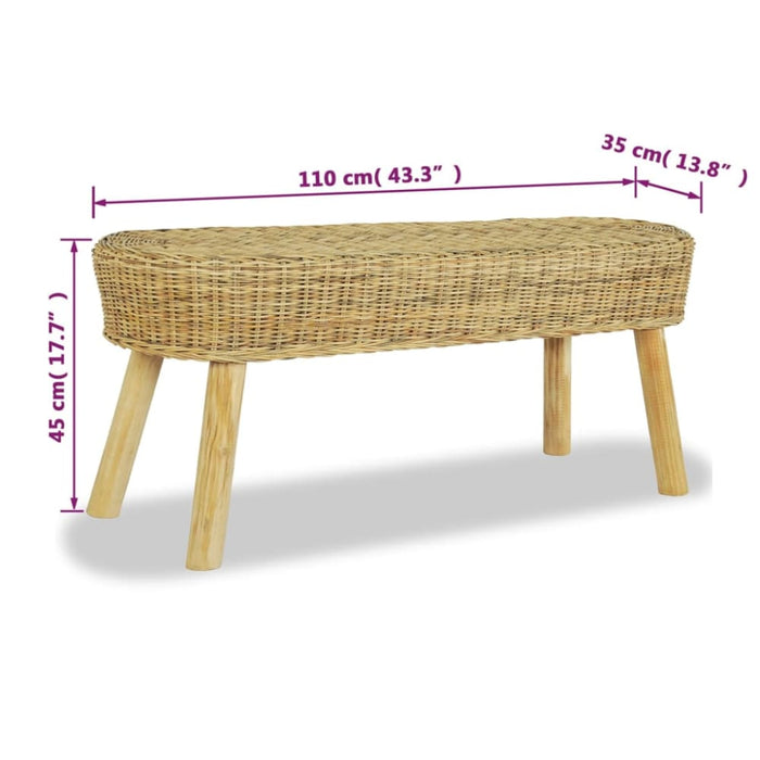Hall Bench 110x35x45 Cm Natural Rattan Xaapik