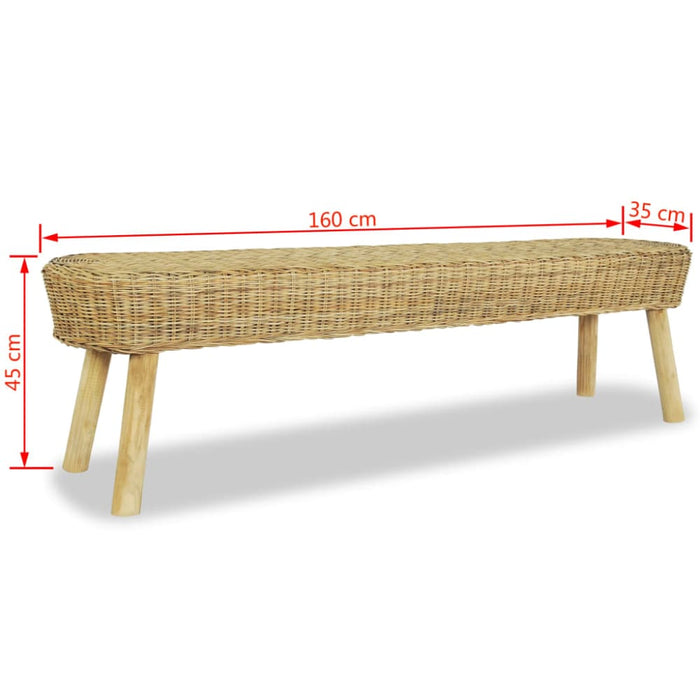Hall Bench 160x35x45 Cm Natural Rattan Xaapnb