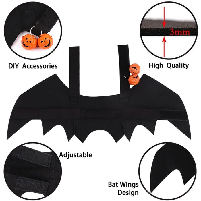 Cat Halloween Costume Pet Bat Wing Pumpkin Shaped Jingle