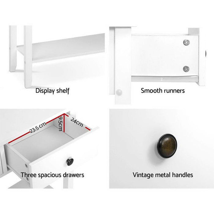 Hallway Console Table Hall Side Entry 3 Drawers Display