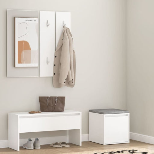Hallway Furniture Set White Engineered Wood Tbnxbaa