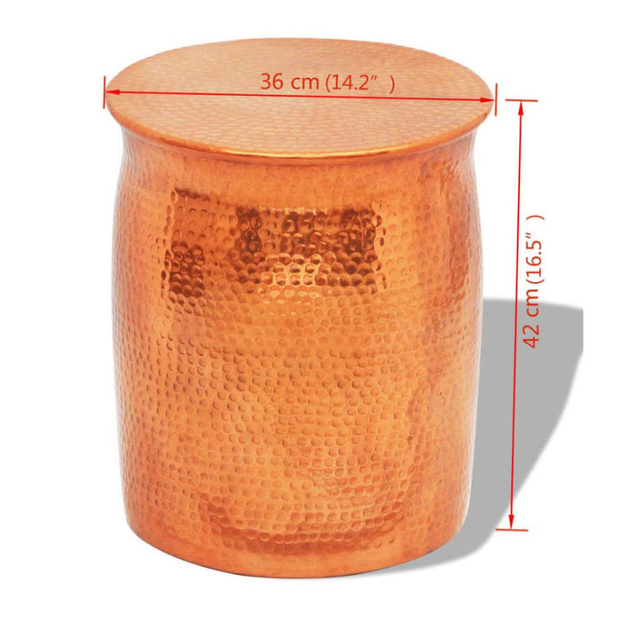 Hammered Aluminium Stool/side Table Brass/copper Colour