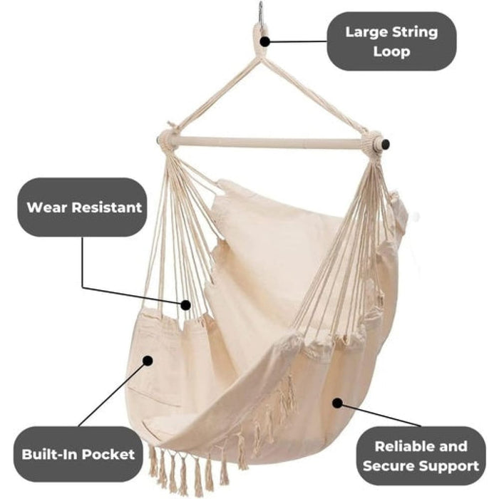 Hammock Chair Swing With Cushion And Pillow