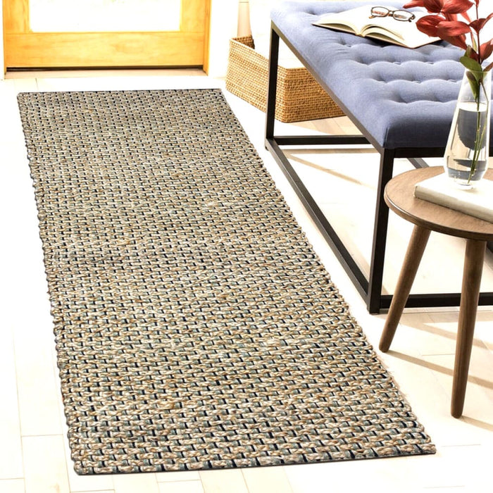 Hand Braided Jute Runner with Green Textured Weave 50 x 120